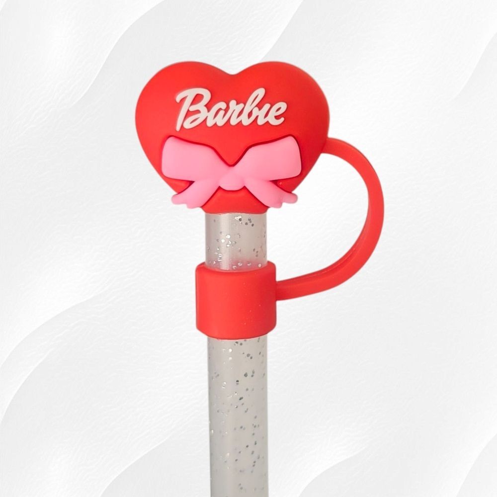 Red Stanley Barbie 3D Silicone Straw Topper - 10mm Straw Cover